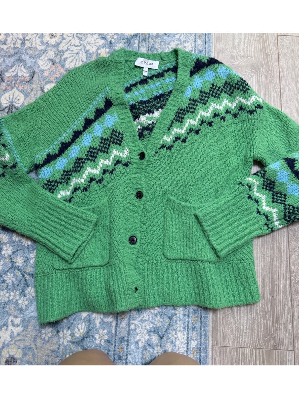Derek Lam 10 Crosby Bette Fair Isle Cardigan Cozy Oversize Cottagecore apres ski - Picture 3 of 6